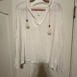 Women's White Hooded Top